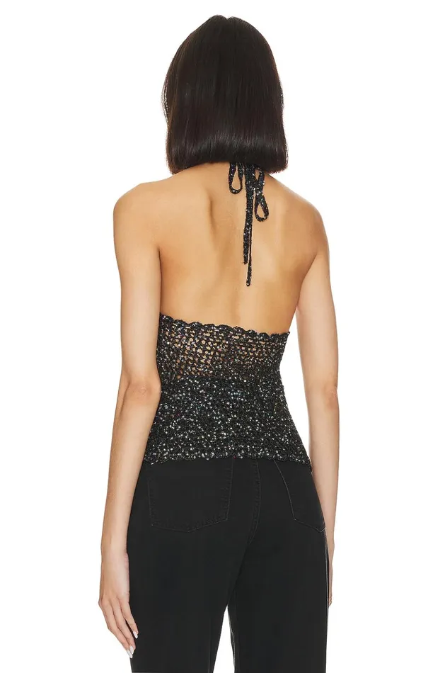 Lovers and Friends Tops Women Arian Halter Tie Top Black Lovers and Friends Tops Women Arian Halter Tie Top Black