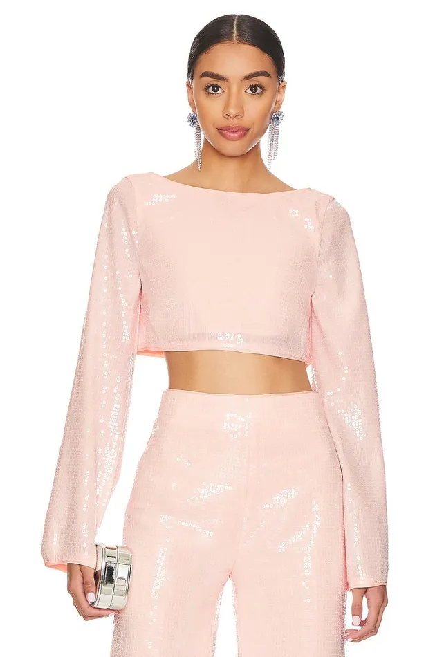 Lovers and Friends Tops Women Leighton Sequin Top Champagne Pink
