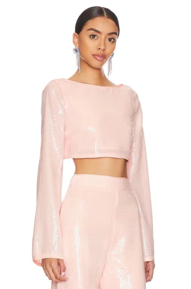 Lovers and Friends Tops Women Leighton Sequin Top Champagne Pink Lovers and Friends Tops Women Leighton Sequin Top Champagne Pink