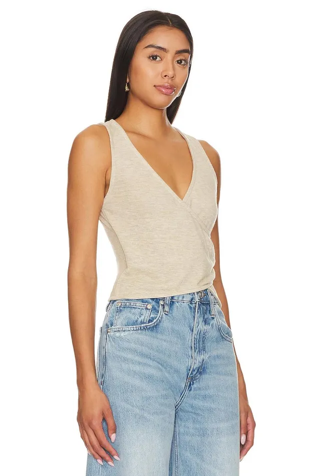 Lovers and Friends Tops Women Sally Wrap Top Oatmeal Lovers and Friends Tops Women Sally Wrap Top Oatmeal