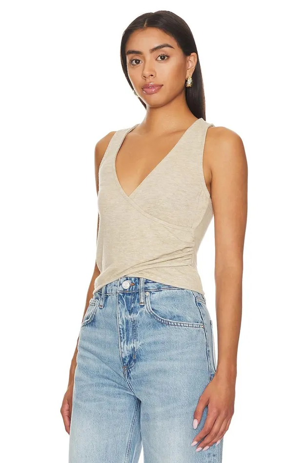 Lovers and Friends Tops Women Sally Wrap Top Oatmeal Lovers and Friends Tops Women Sally Wrap Top Oatmeal