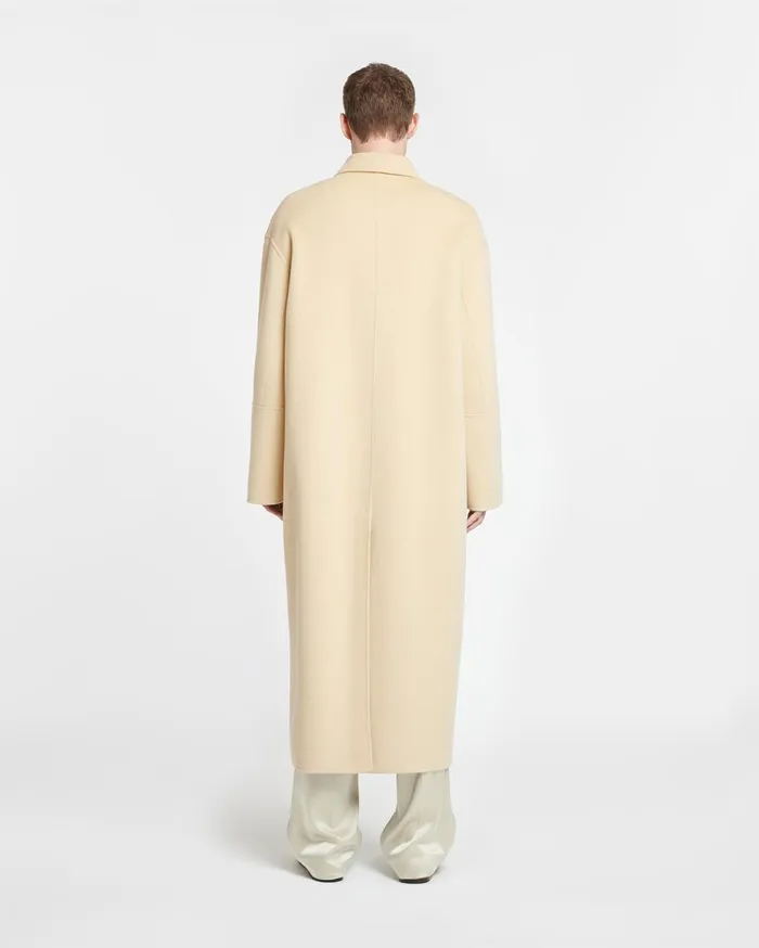 Lucian Double Wool And SilkBlend Coat Creme Men Nanushka Outerwear and Jackets