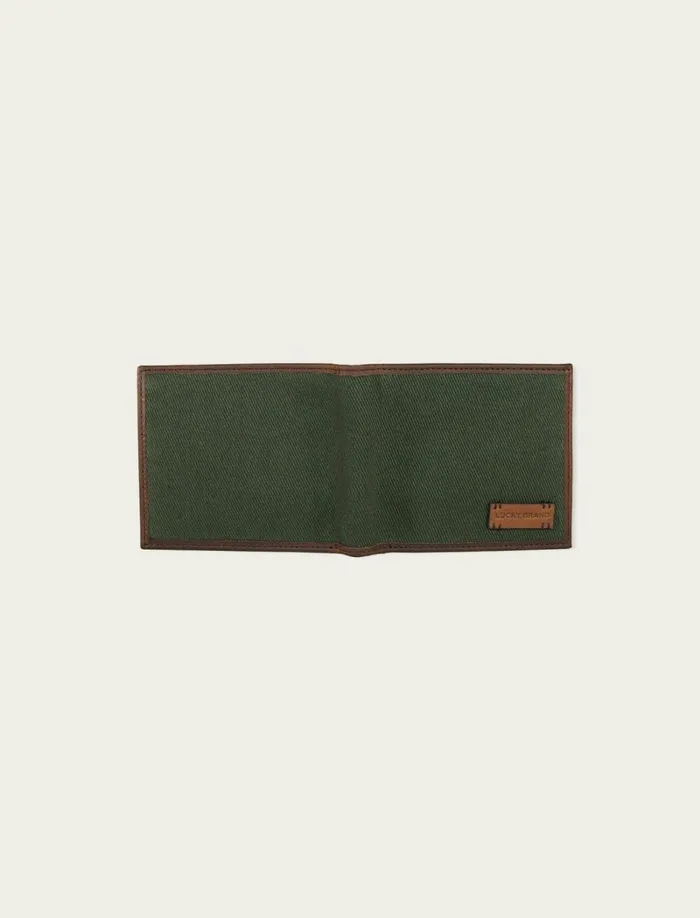 Lucky Brand Bags and Wallets Men Canvas With Leather Trim Bifold Wallet Light Green