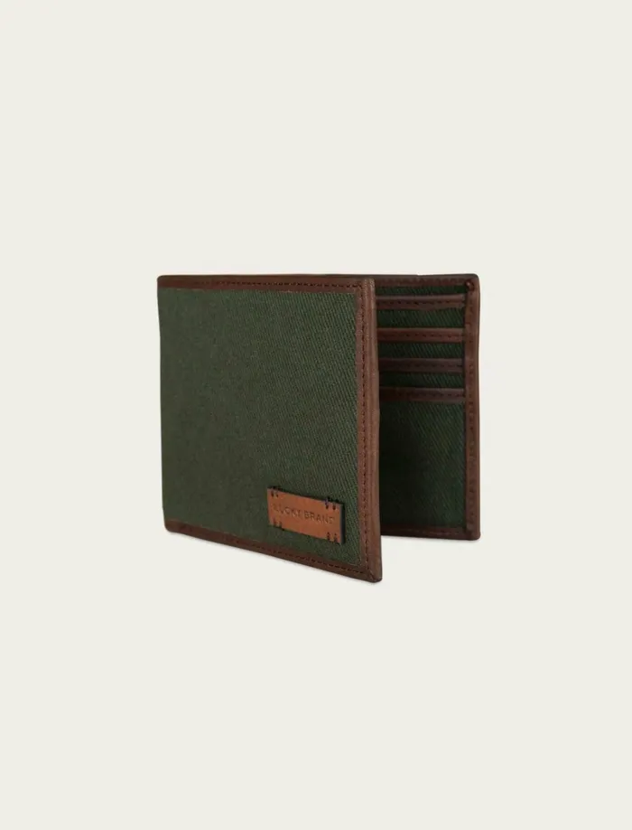 Lucky Brand Bags and Wallets Men Canvas With Leather Trim Bifold Wallet Light Green