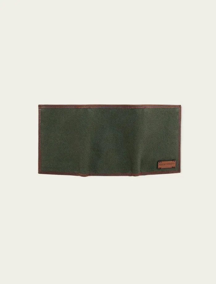 Lucky Brand Bags and Wallets Men Canvas With Leather Trim Trifold Wallet Light Green