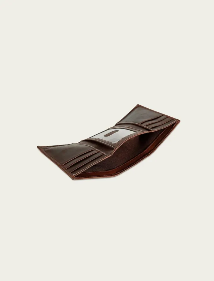 Lucky Brand Bags and Wallets Men Western Embossed Leather Trifold Wallet Dark Brown