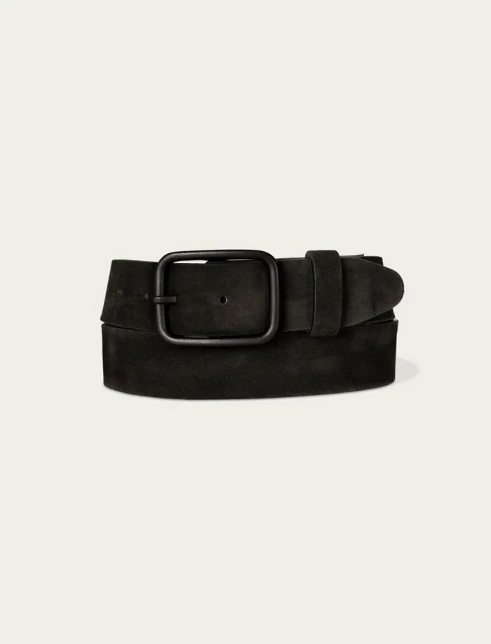 Lucky Brand Belts Men Distressed Suede Leather Belt Black