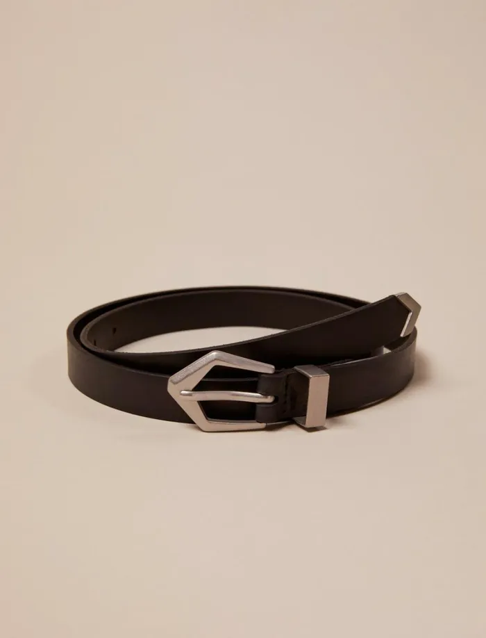 Lucky Brand Belts Women Leather Geometric Belt Black