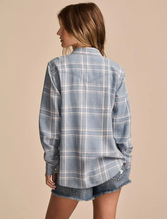 Lucky Brand Blouses Women Slim Western Shirt Medium Indigo Plaid