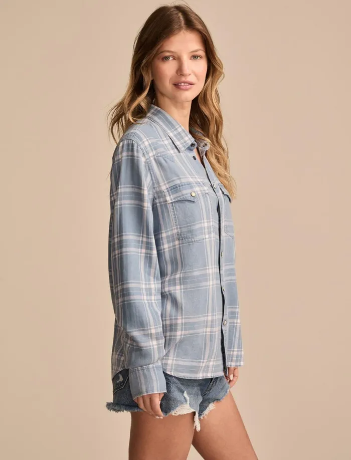 Lucky Brand Blouses Women Slim Western Shirt Medium Indigo Plaid