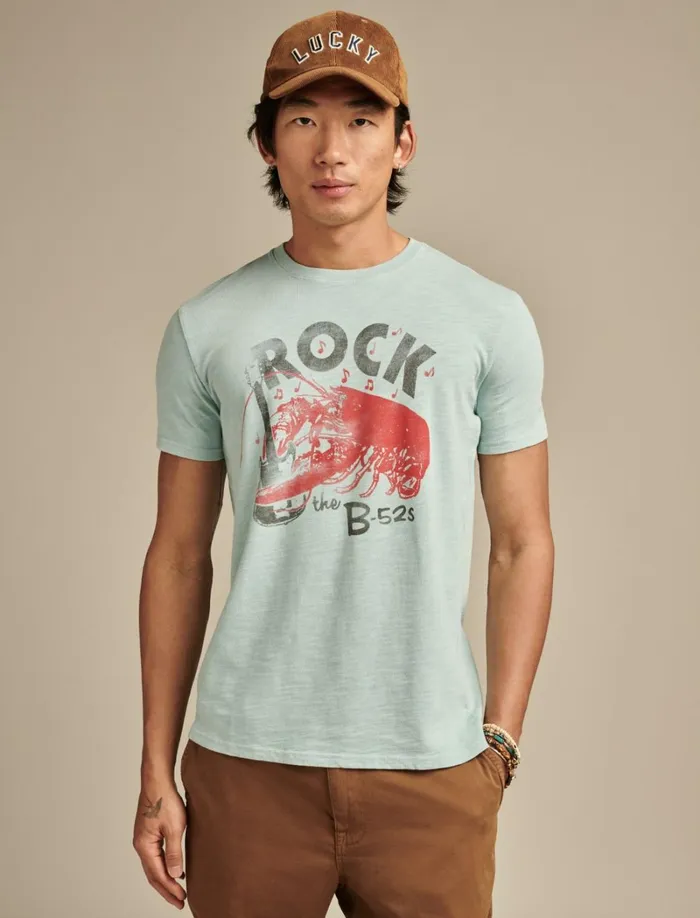 Lucky Brand Graphic Tees Men B52s Rock Lobster Starlight Blue