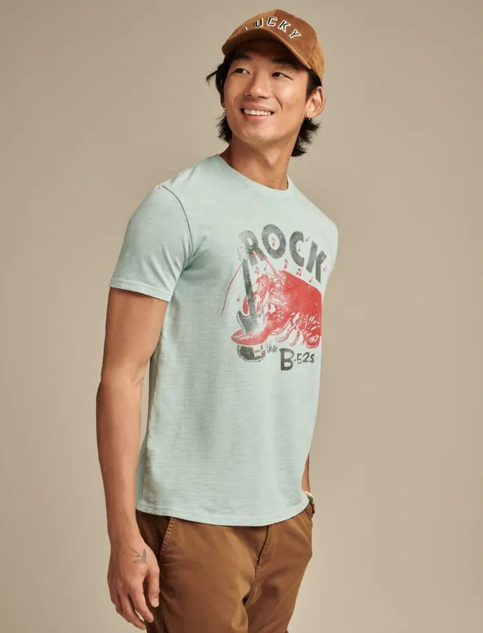 Lucky Brand Graphic Tees Men B52s Rock Lobster Starlight Blue