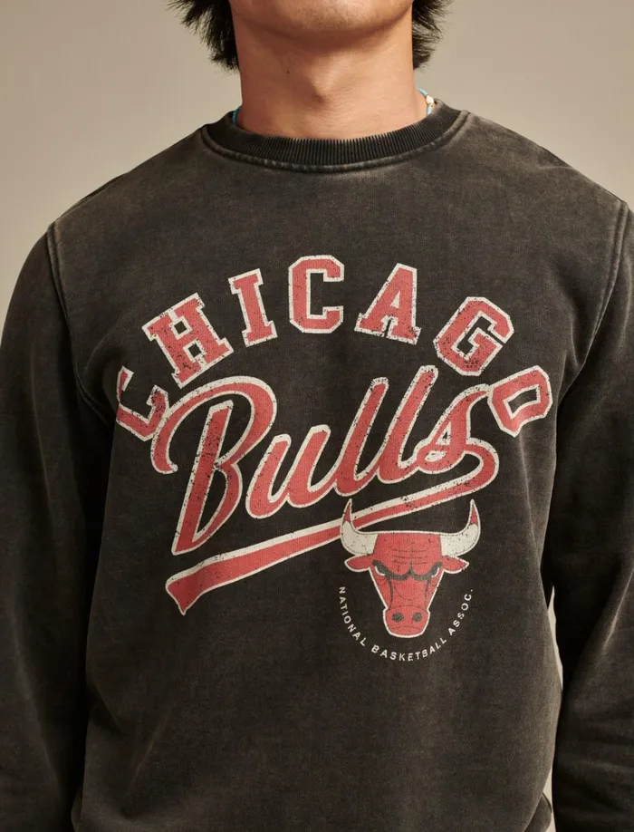 Lucky Brand Graphic Tees Men Bulls Crew Neck Sweatshirt 001 Black