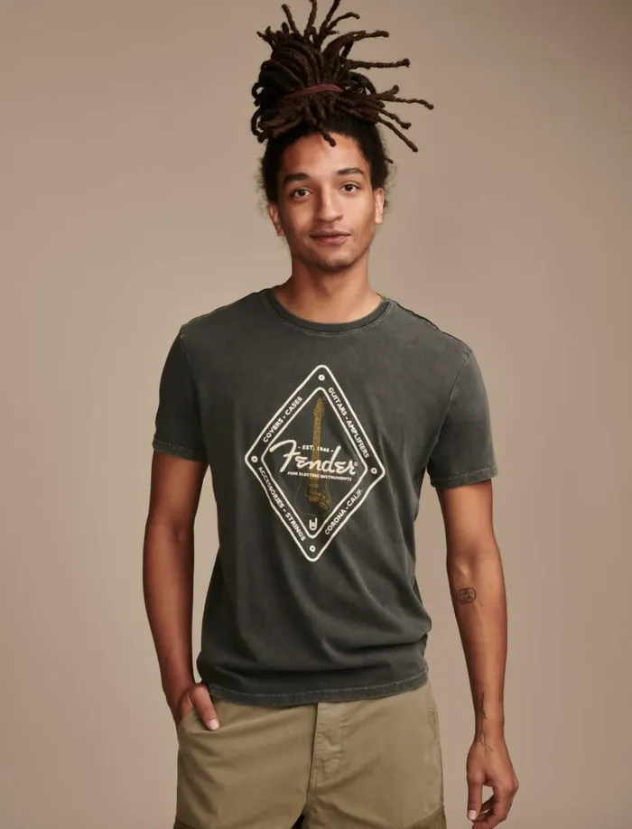 Lucky Brand Graphic Tees Men Fender Diamond Jet Black