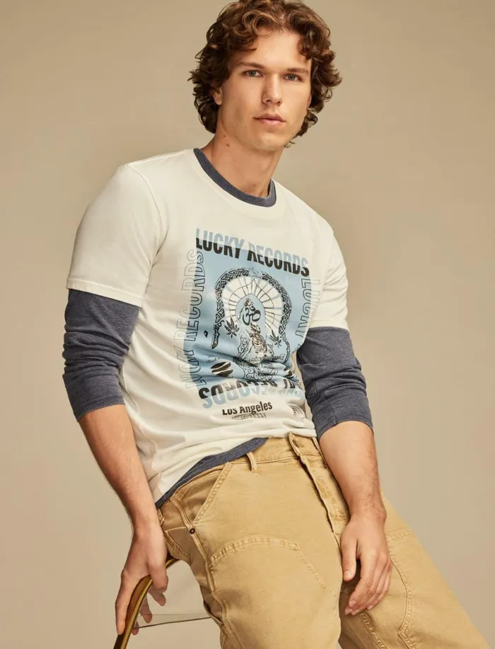 Lucky Brand Graphic Tees Men Lucky Records Marshmallow
