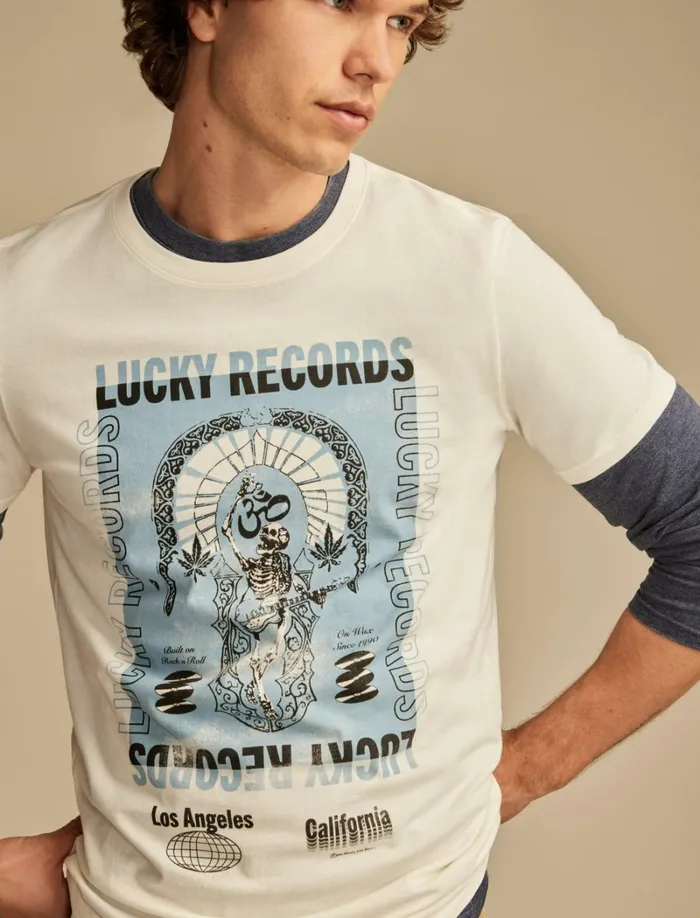 Lucky Brand Graphic Tees Men Lucky Records Marshmallow
