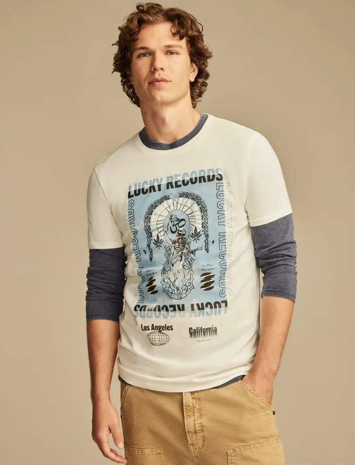 Lucky Brand Graphic Tees Men Lucky Records Marshmallow