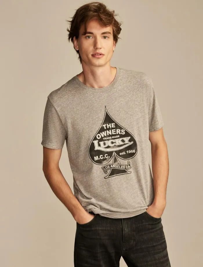 Lucky Brand Graphic Tees Men Lucky Spade Heather Grey
