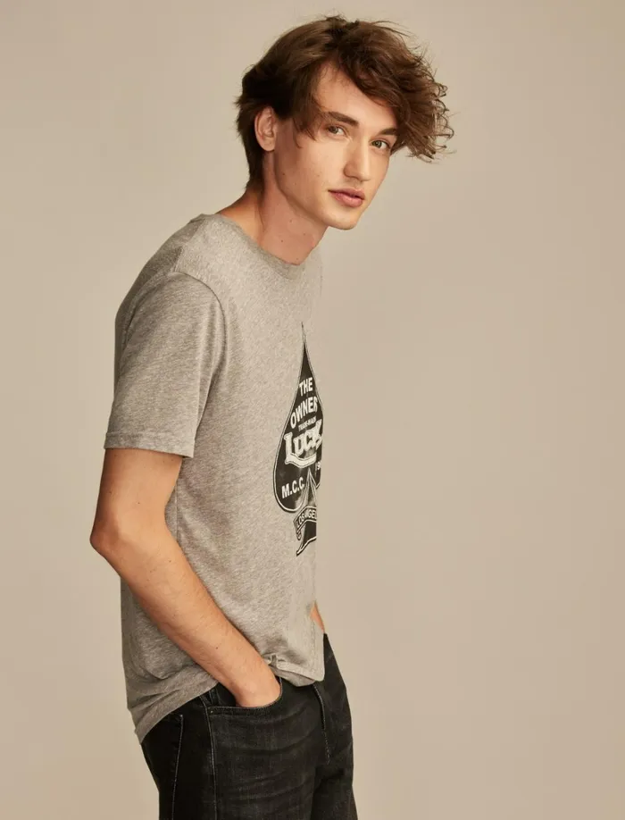 Lucky Brand Graphic Tees Men Lucky Spade Heather Grey