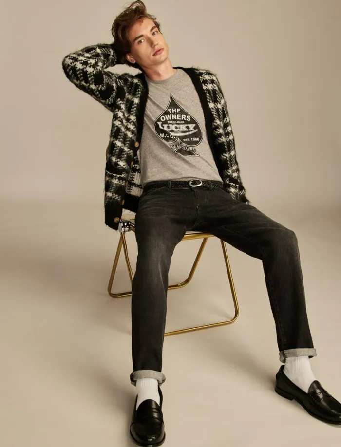 Lucky Brand Graphic Tees Men Lucky Spade Heather Grey