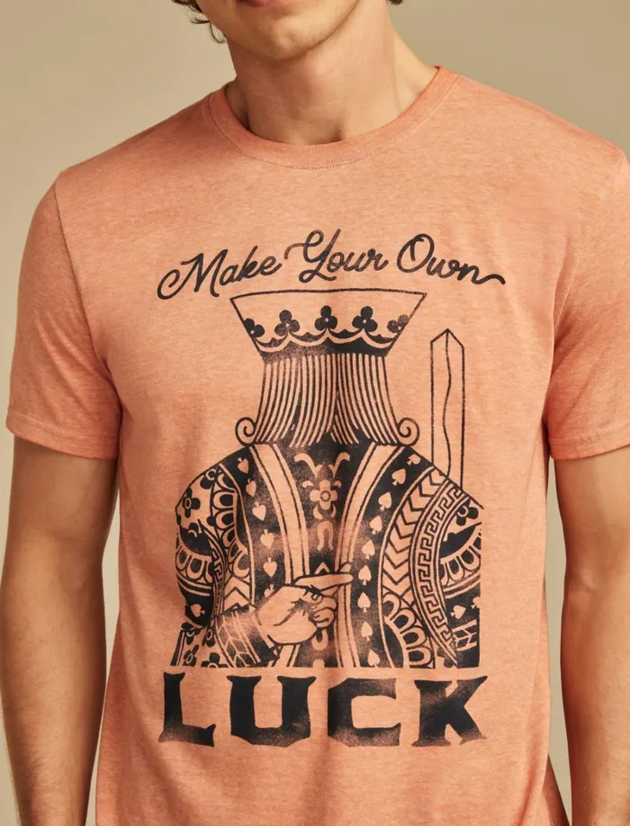 Lucky Brand Graphic Tees Men Make Your Luck Autum Glaze