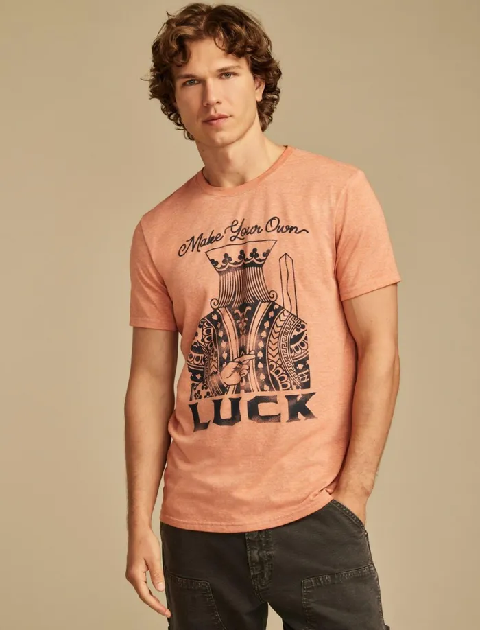 Lucky Brand Graphic Tees Men Make Your Luck Autum Glaze