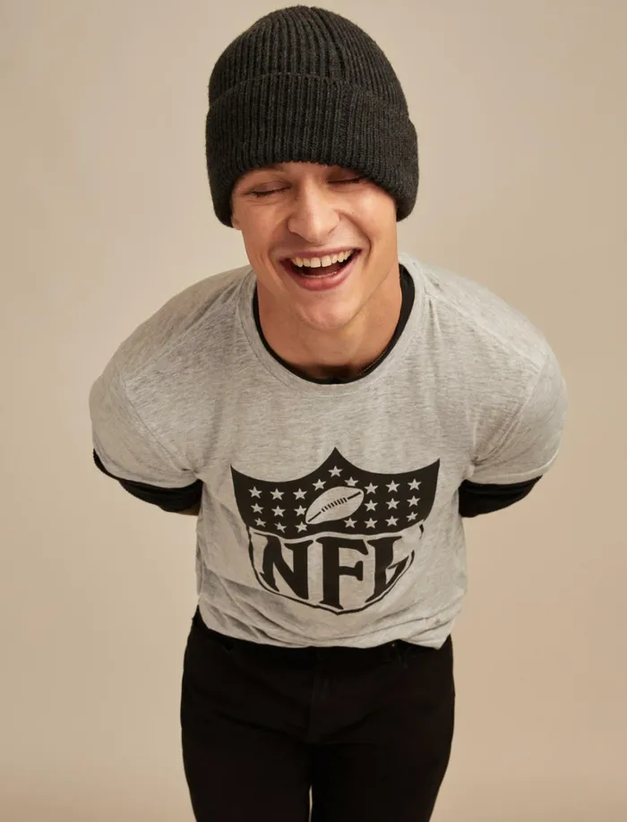 Lucky Brand Graphic Tees Men Nfl Shield Heather Greyyellow