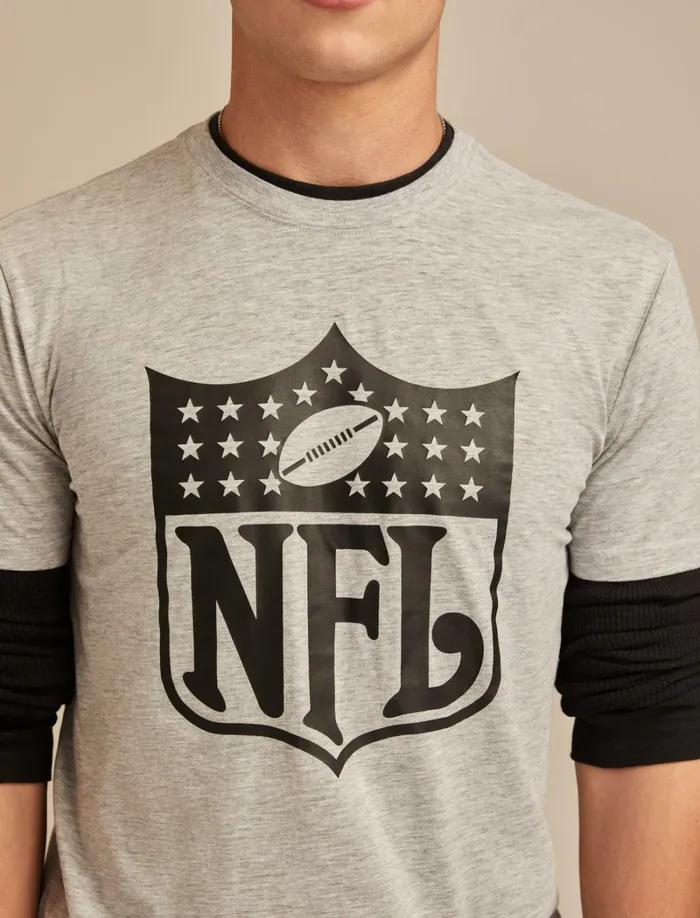 Lucky Brand Graphic Tees Men Nfl Shield Heather Greyyellow