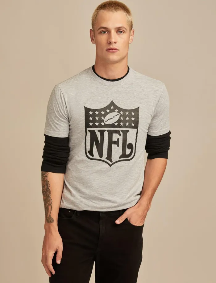 Lucky Brand Graphic Tees Men Nfl Shield Heather Greyyellow