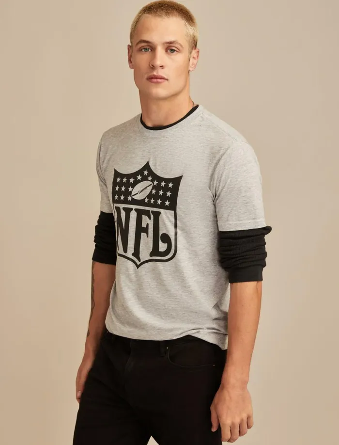 Lucky Brand Graphic Tees Men Nfl Shield Heather Greyyellow