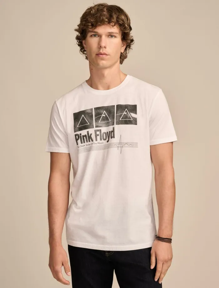 Lucky Brand Graphic Tees Men Pink Floyd Dark Side Marshmallow