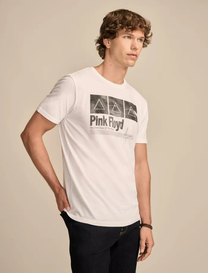 Lucky Brand Graphic Tees Men Pink Floyd Dark Side Marshmallow