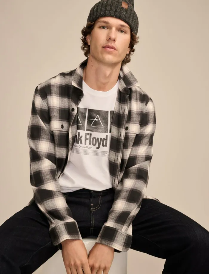 Lucky Brand Graphic Tees Men Pink Floyd Dark Side Marshmallow