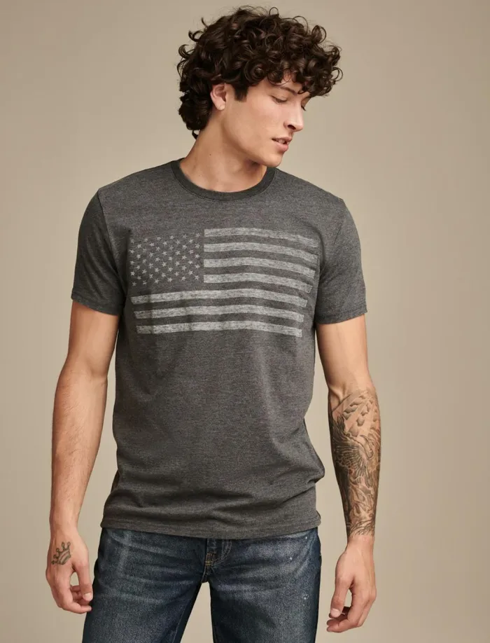Lucky Brand Graphic Tees Men Usa Flag Tee Jet Black