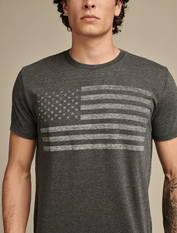 Lucky Brand Graphic Tees Men Usa Flag Tee Jet Black