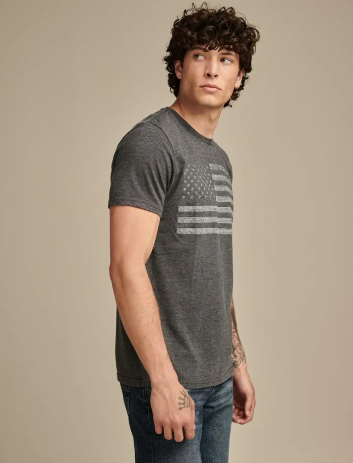 Lucky Brand Graphic Tees Men Usa Flag Tee Jet Black