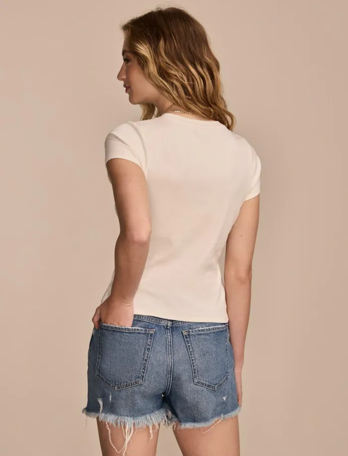 Lucky Brand Graphic Tees Women Embroidered Baby Tee Tofu