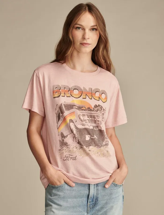 Lucky Brand Graphic Tees Women Ford Bronco Boyfriend Tee Rose Tan