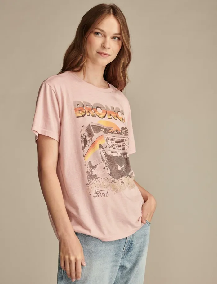 Lucky Brand Graphic Tees Women Ford Bronco Boyfriend Tee Rose Tan