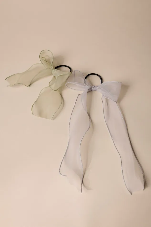 Lucky Brand Hair Accessories Women Blue And Grey Bow Hair Tie Set Multi
