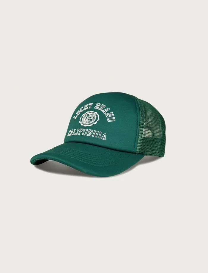 Lucky Brand Hats Men Lucky Collegiate Trucker Hat Dark Green