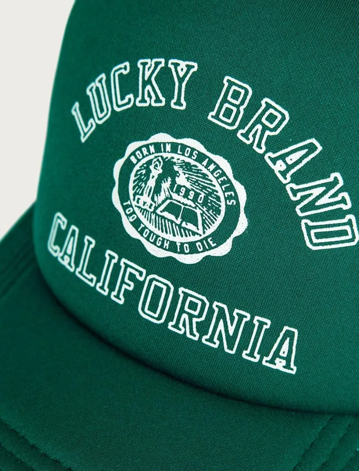 Lucky Brand Hats Men Lucky Collegiate Trucker Hat Dark Green