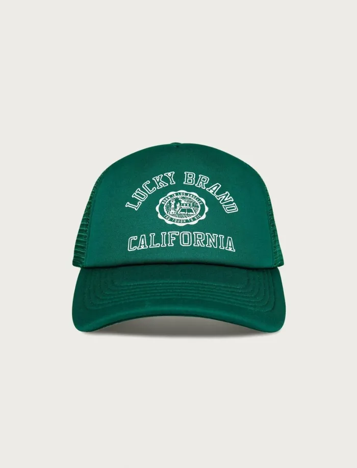 Lucky Brand Hats Men Lucky Collegiate Trucker Hat Dark Green