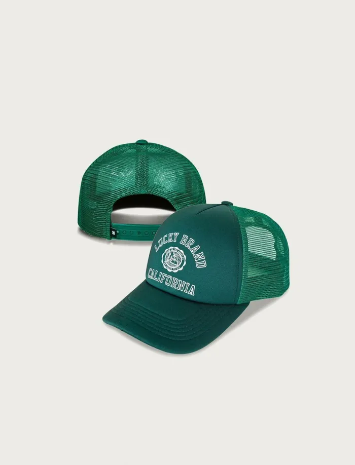 Lucky Brand Hats Men Lucky Collegiate Trucker Hat Dark Green