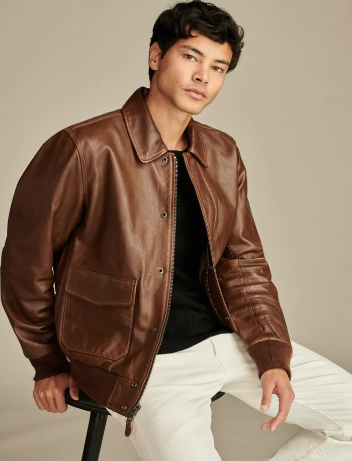 Lucky Brand Jackets and Outerwear Men A2 Flight Jacket Tobacco Brown