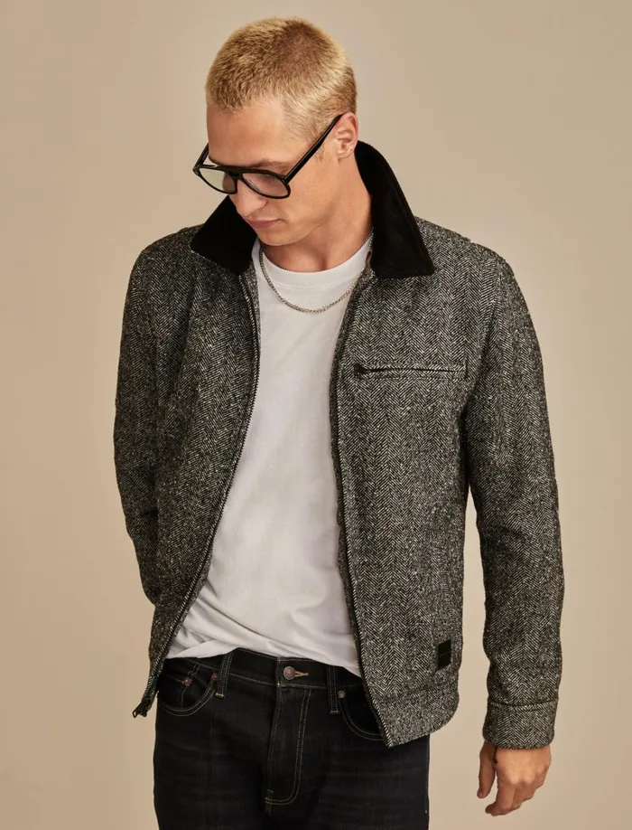 Lucky Brand Jackets and Outerwear Men Herringbone Jacket Black Multi