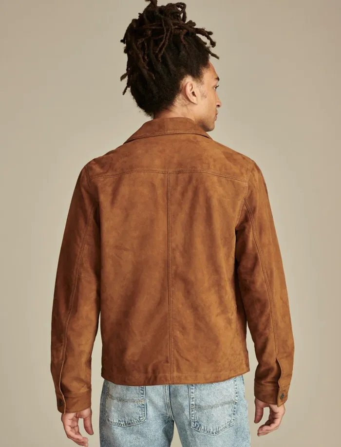 Lucky Brand Jackets and Outerwear Men Suede Shirt Jacket Dark Tan