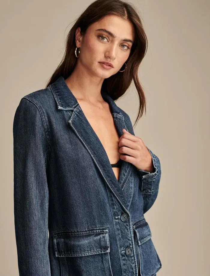 Lucky Brand Jackets and Outerwear Women Liquid Denim Luxe Blazer Capri
