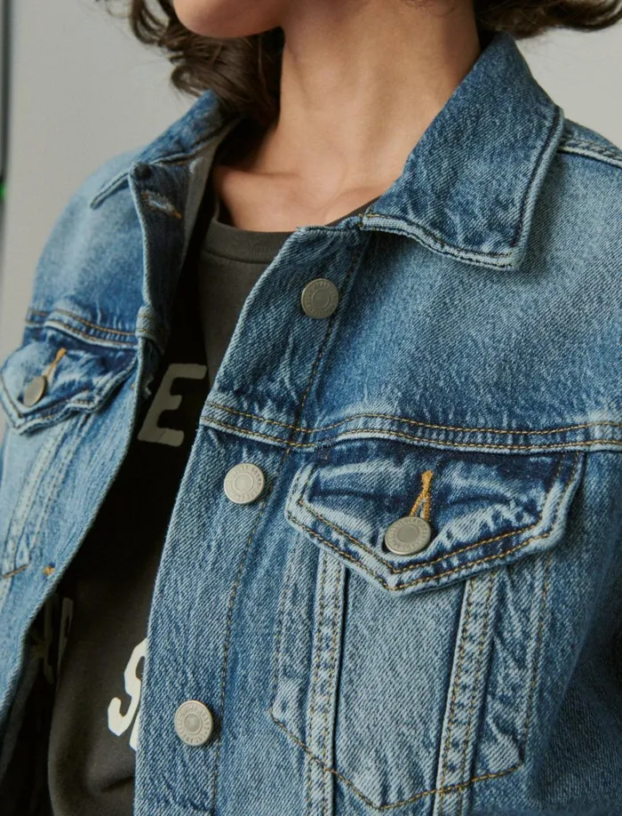 Lucky Brand Jackets and Outerwear Women Tomboy Denim Trucker Jacket Density