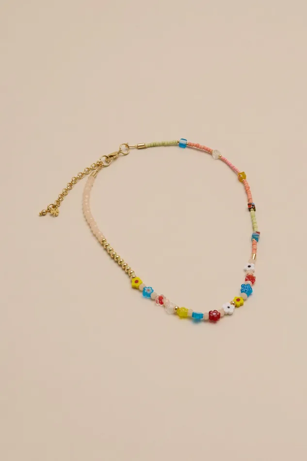 Lucky Brand Jewelry Women Beaded Charm Necklace Gold